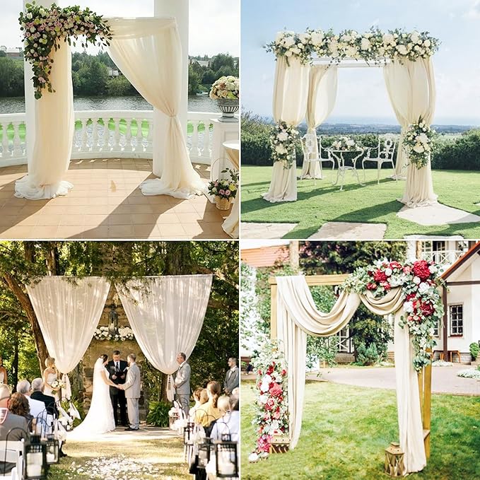 6 Panels Ivory Wedding Arch Drapery 28" x 20Ft Wedding Arch Draping Fabric - Image 9