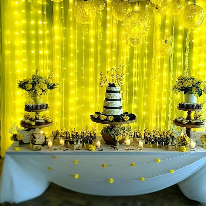 Yellow Sheer Tulle Backdrop Curtains - Image 5