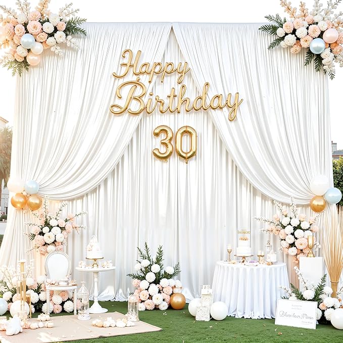 White Satin Backdrop Curtains 2 Panels - Image 7