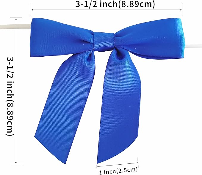 50pcs/Bag 3-1/2" Blue Satin Ribbon Bows - Image 3