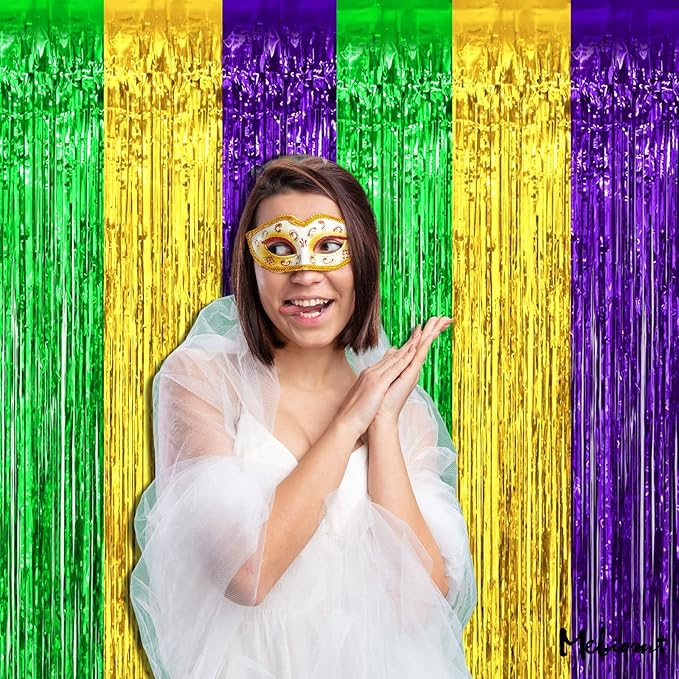 4 Pack 3.2Ft x 6.6Ft Mardi Gras Fringe Curtain Backdrop - Image 4