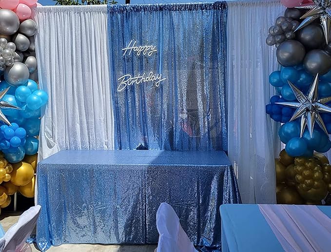 Poise3EHome Baby Blue Sequin Backdrop Curtains, 4 Panels 2FTx8FT Glitter - Image 4