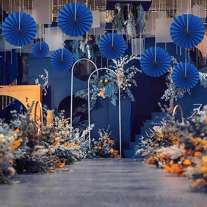 Blue Birthday Decorations, DIY Blue Paper Fans Hanging Decoration, Party - Image 5