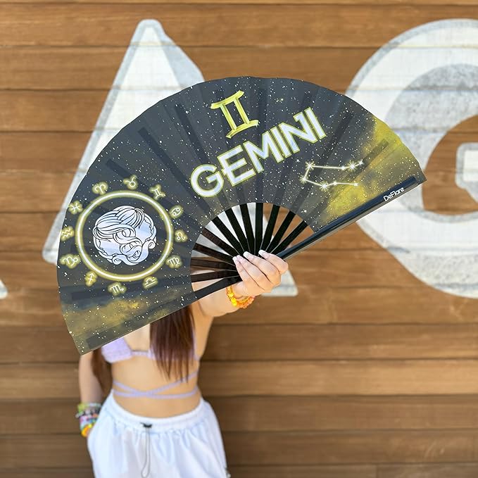 DeFlare | Cosmic Zodiac Rave Fan | Zodiac Sign Hand Fan | Astrology Rave Fan | - Image 4