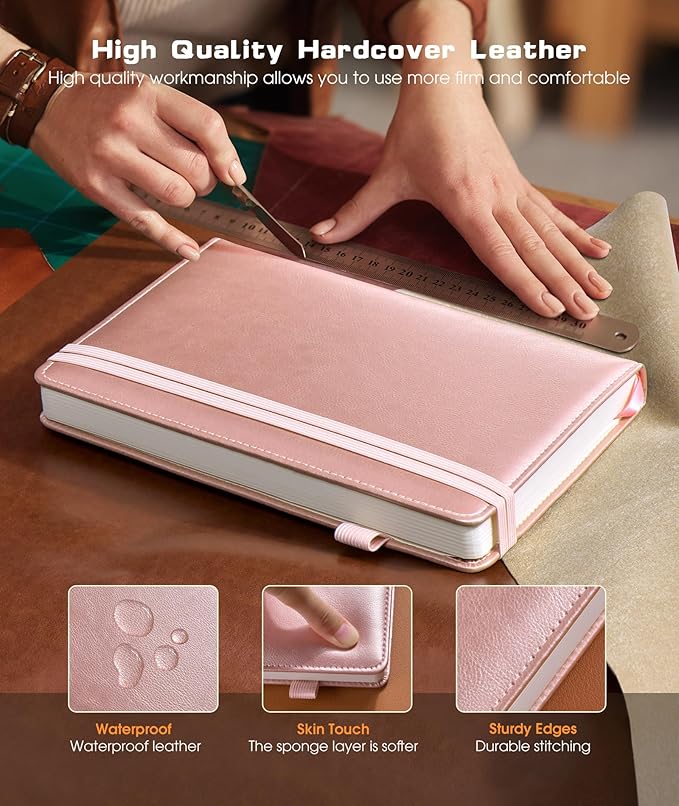 Lined Journal Notebook for Women Men, 256 Numbered Pages Hardcover Leather - Image 2