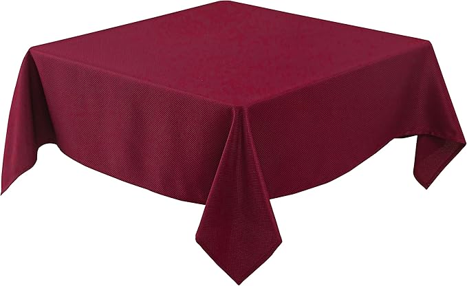 Biscaynebay Textured Fabric Christmas Square Tablecloths 54x54 Inches, Burgundy by Biscaynebay