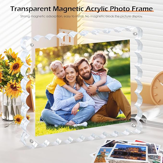3Pack Scalloped Acrylic Photo Frame 8×10 Inch, 15+15mm Thick Block Clear Glass - Image 5