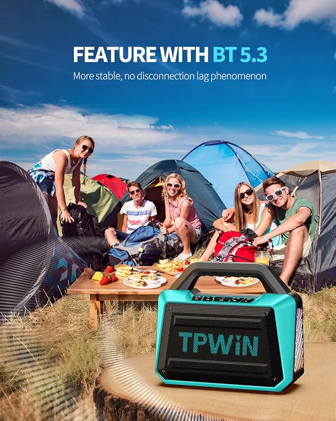 Powerful 80W Outdoor Bluetooth Speaker: IPX6 Waterproof, 20H Playtime, Deep Bass - Image 8