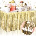 3 Pack 29 x108 Inch Light Gold Foil Fringe Table Skirts Metallic Banner by LANTIANCHEN