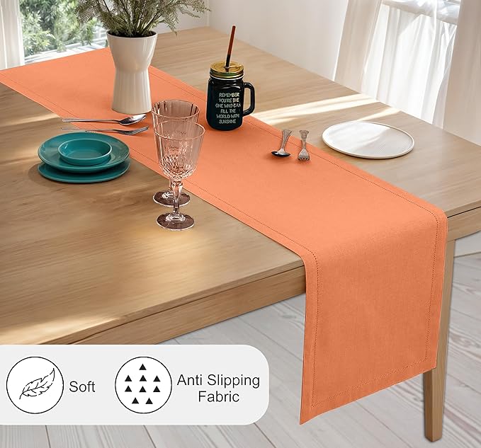 Ruvanti Linen Table Runner 72 Inches, Classic Hemstitch, Non-Slipping, Stain - Image 2