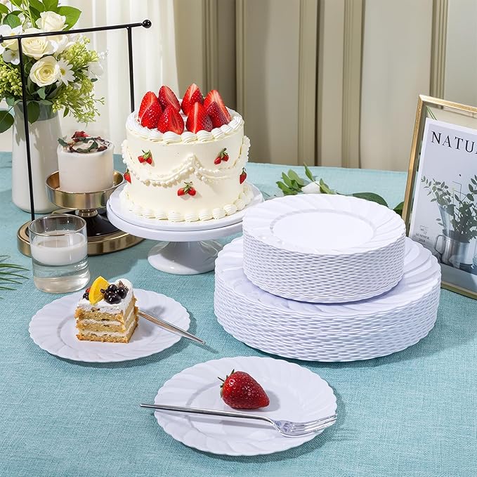 U-QE 60 Pcs White Plastic Plates - Image 5