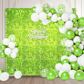 12PCS Green Shimmer Wall Backdrop, Square Sequin Photo Backdrops Panel by ZEBMOON