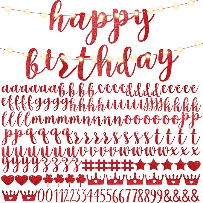 TaoBary 167 Pcs DIY Banner Kit Happy Birthday Glitter Banner Customizable by TaoBary
