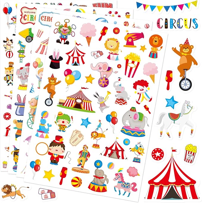 Cute Carnival Circus Stickers 820 Count Party Goodie Gifts Bags Decor Red White by MoShining