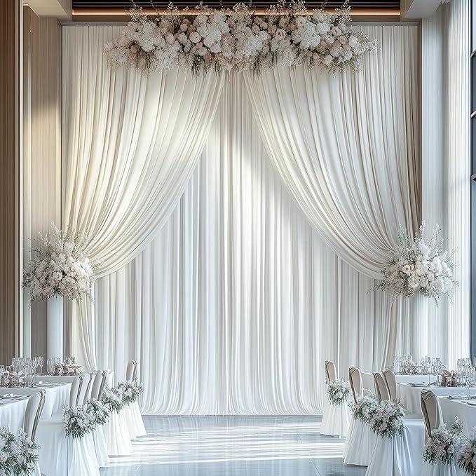 leegleri 20ftx12ft Wrinkle Free Ivory Backdrop Curtain, 4 Panels 12FT Height - Image 7
