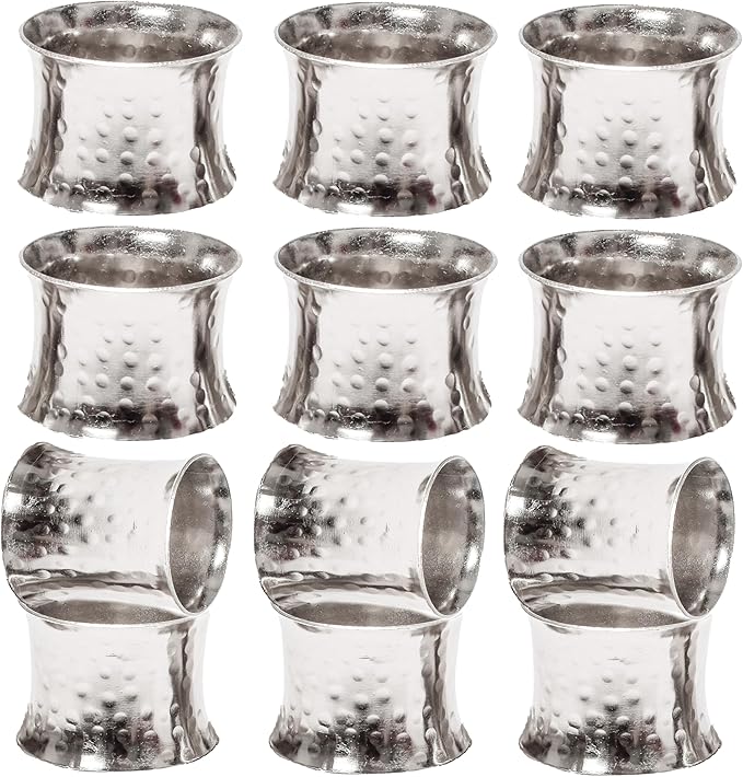 Silver Napkin Rings-12 PCS Heavy Duty Metal Spiral Napkin Rings, Handcrafted by CLEENTABLE