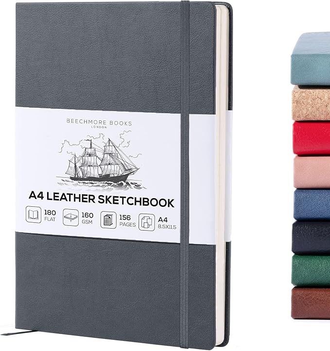 Beechmore Books A4 Sketchbook – 8.5x11 Premium Vegan Leather Bound Large Sketch by BeechmoreBooks