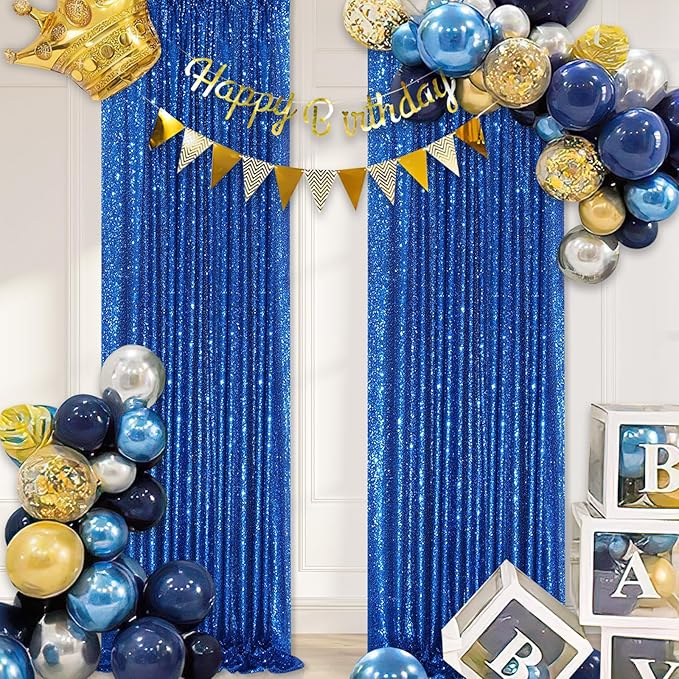 Glitter Backdrop Curtains Royal Blue Sequin Background 3 Packs 2FT x 8FT Sequin - Image 6
