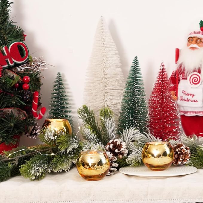 Homemory 12 Pcs Gold Votive Candle Holders, Round Mercury Glass Candle Holder - Image 4