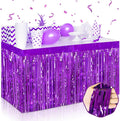 3 Pack 29 x108 Inch Purple Foil Fringe Table Skirts Metallic Banner by Mebiornt