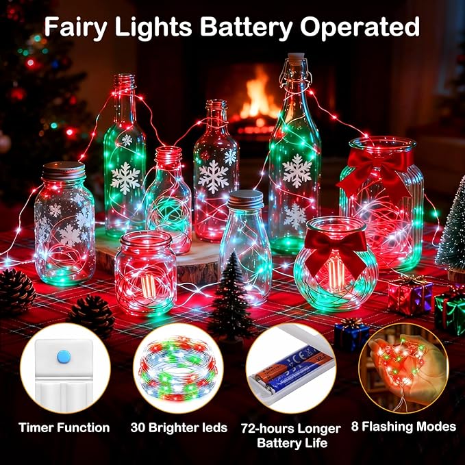 ZNYCYE 10 Pack Fairy Lights Battery Operated, 10 Ft 30 LED Fairy Lights - Image 4