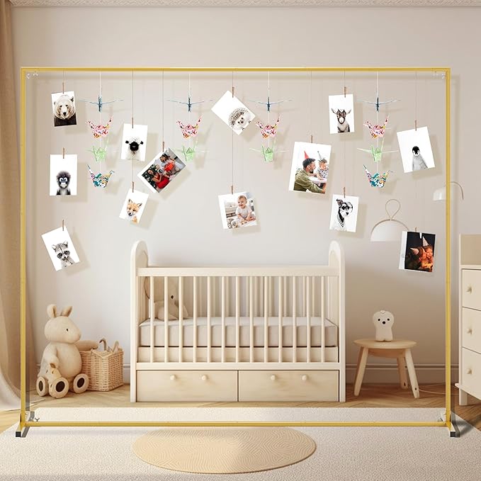 Walensee 7.9FTx6.6FT Gold Wedding Arch Backdrop Stand, Adjustable Square Metal - Image 9