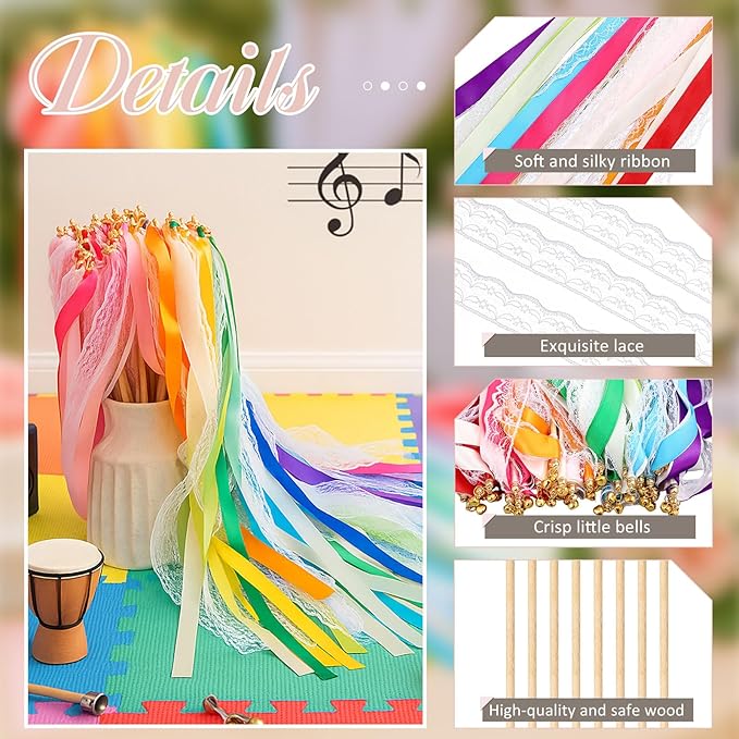 Taiyin 150 Pcs Lace Ribbon Stick Wands Wedding Wand Streamers - Image 3