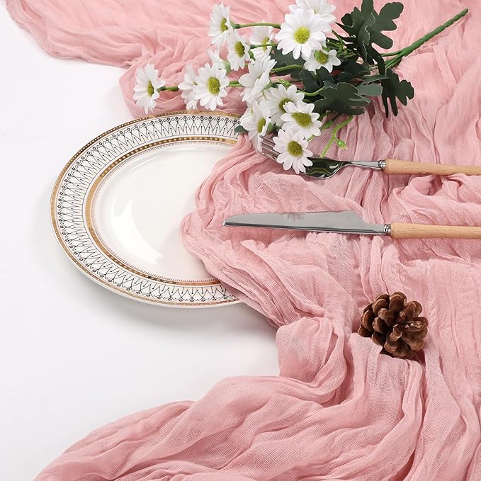 6 Pack Dusty Pink Cheesecloth Table Runner 10ft Boho Gauze Fabric Cheese Cloth - Image 7