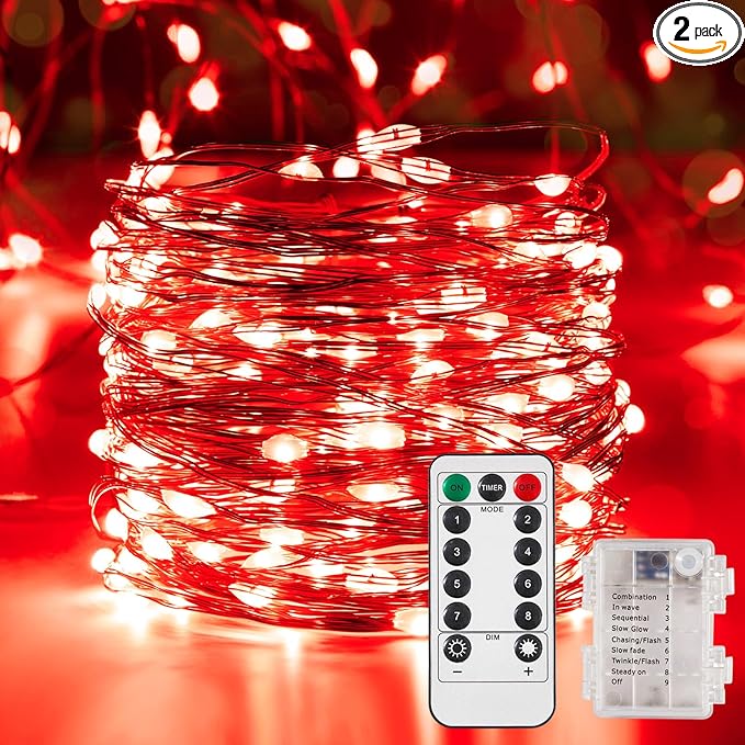2 Pack 32.8 Ft. Battery Operated Outdoor String Lights by Ariceleo