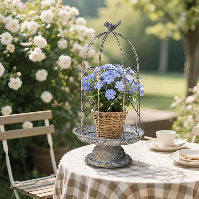 Rustic Farmhouse Metal Planter Holder Vintage Birdcage Candle Holder Distressed by Unknown