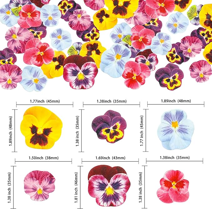 Ephlyn 64Pcs Edible Flower Cupcake Toppers Spring Bridal Engagement Baby Shower - Image 3
