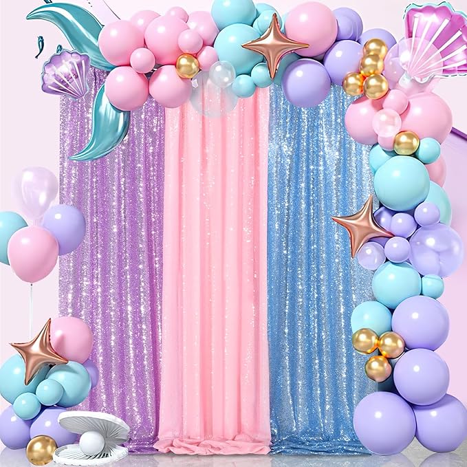 Lavender Sequin Backdrop Drapes 4 Panels 2FTx8FT Glitter Backdrop Curtains - Image 6