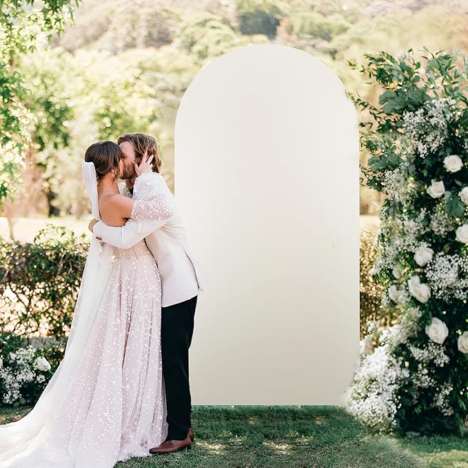 Arch Backdrop Stand Cover 6.6Ft Beige Thick Spandex Fabric Arch Backdrop Cover - Image 3