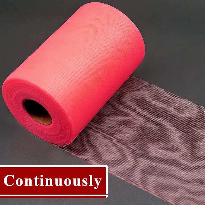 Coral Tulle Fabric Rolls 6 Inch by 200 Yards Fabric Spool Tulle Ribbon - Image 4
