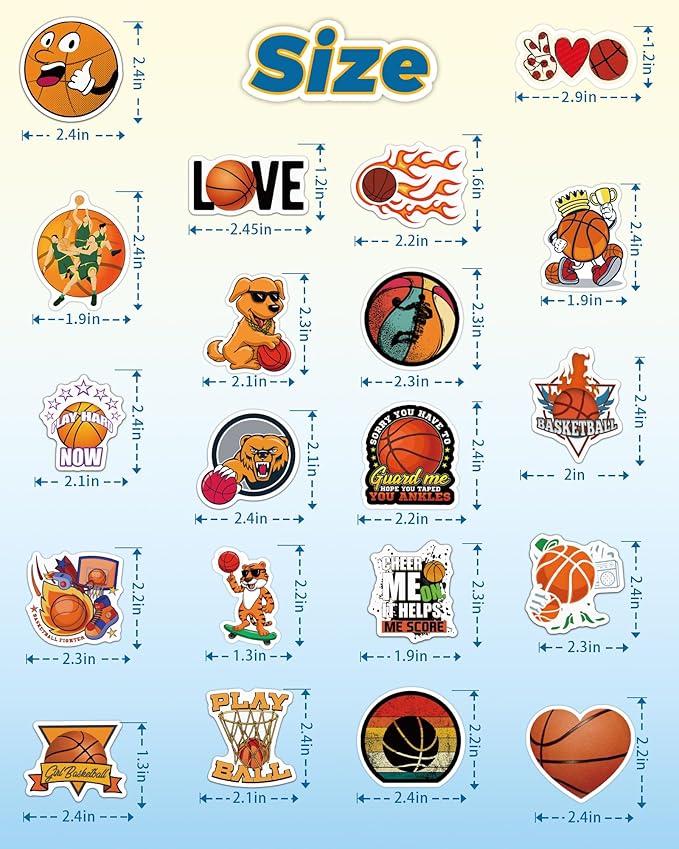 100 Pcs Sport Stickers for Kids, Basketball Water Bottle Stickers, Vinyl - Image 6