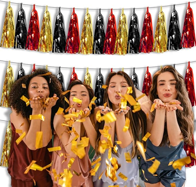 3P Metallic Fringe Banner Garland Foil Tinsel Streamer Wall Hanging Curtain - Image 6