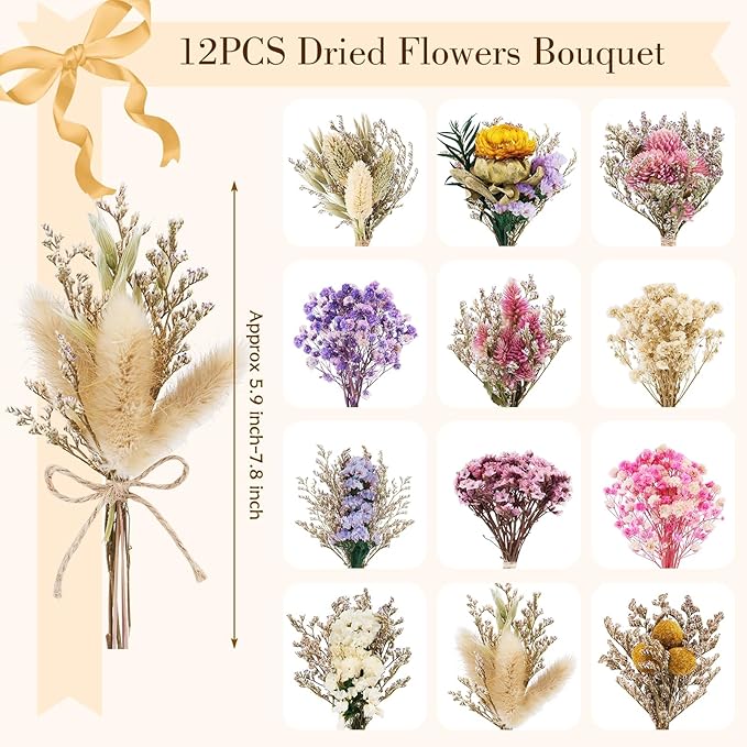 12/24 PCS Charming Dried Flowers Bouquet - Image 2