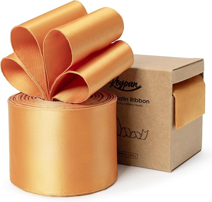 Orange Satin Ribbon Double-Faced Wired Ribbons by Keypan