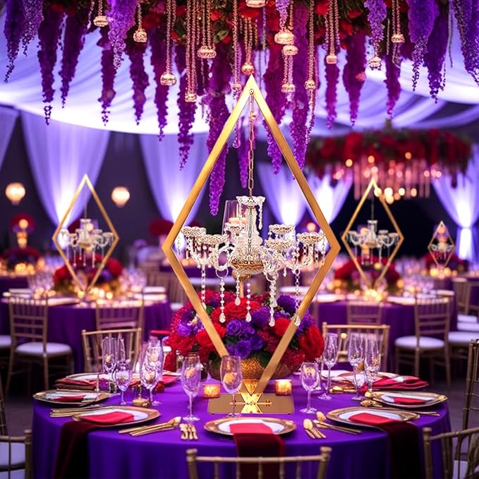 2PCS Elegant Metal Diamond Candle Holder - Image 3