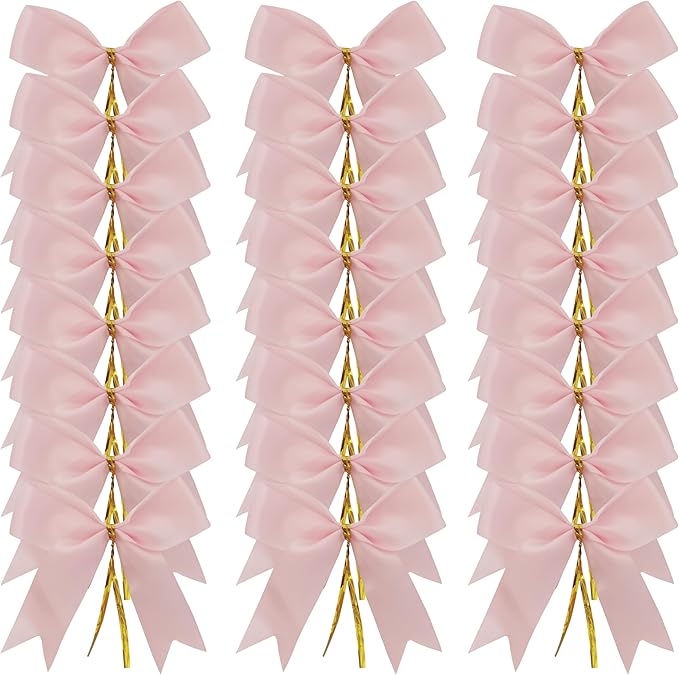 50pcs 3.5" Double Face Satin Pink Bows - Image 2
