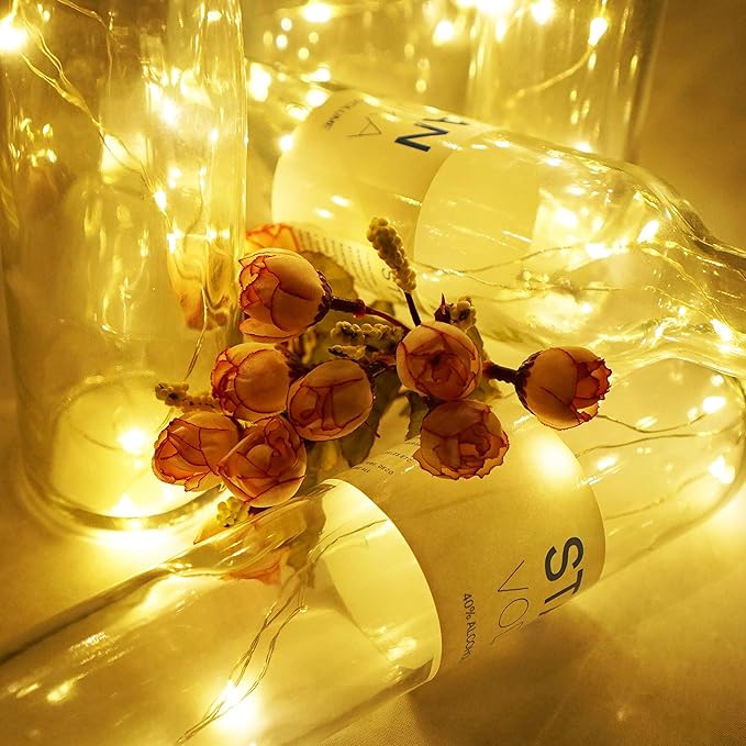 Wine Bottle Lights with Cork, Battery Operated 20 LED Cork Shape Silver Wire - Image 2