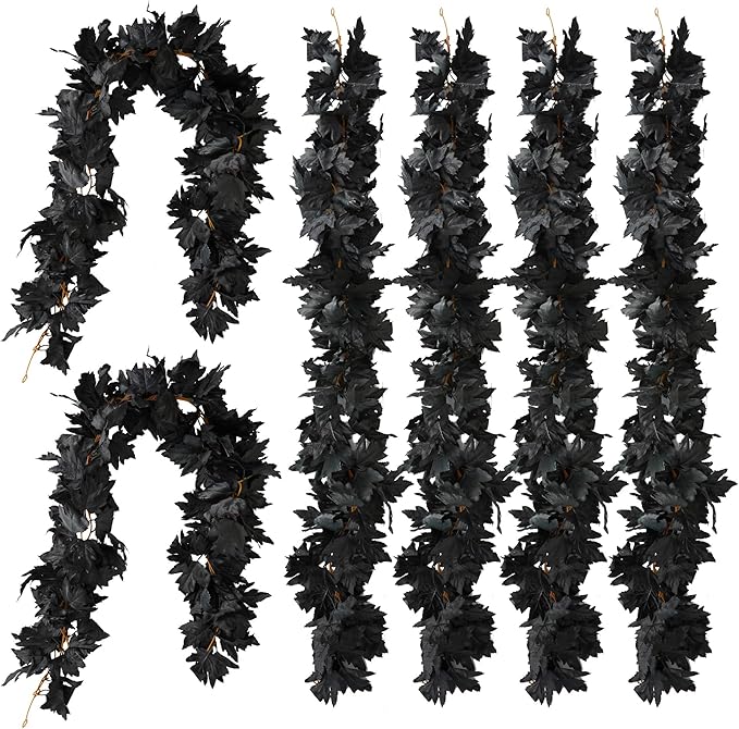 PARTY JOY Black Artificial Maple Leaf Garland by Unknown