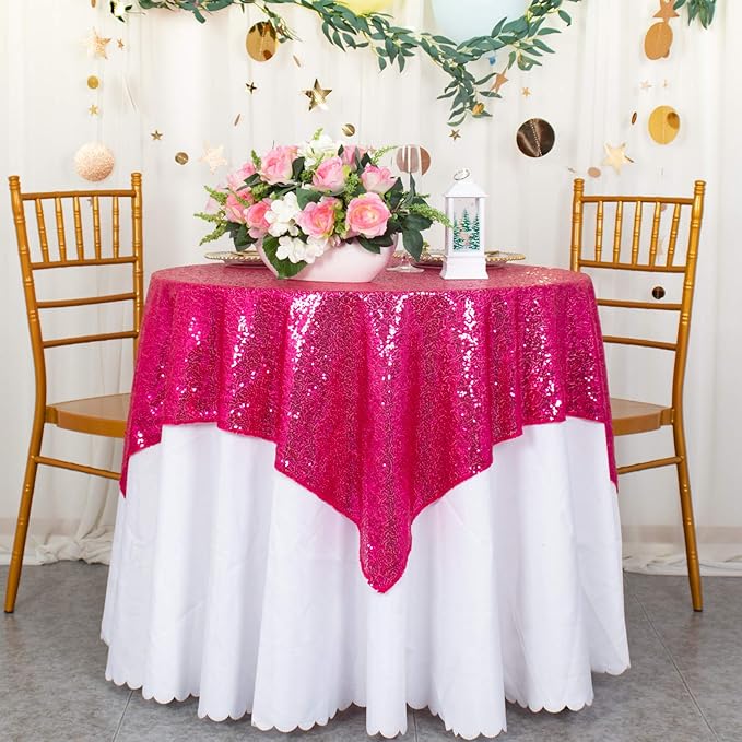 ShinyBeauty Sequin Tablecloth 54x54 Inches by ShinyBeauty