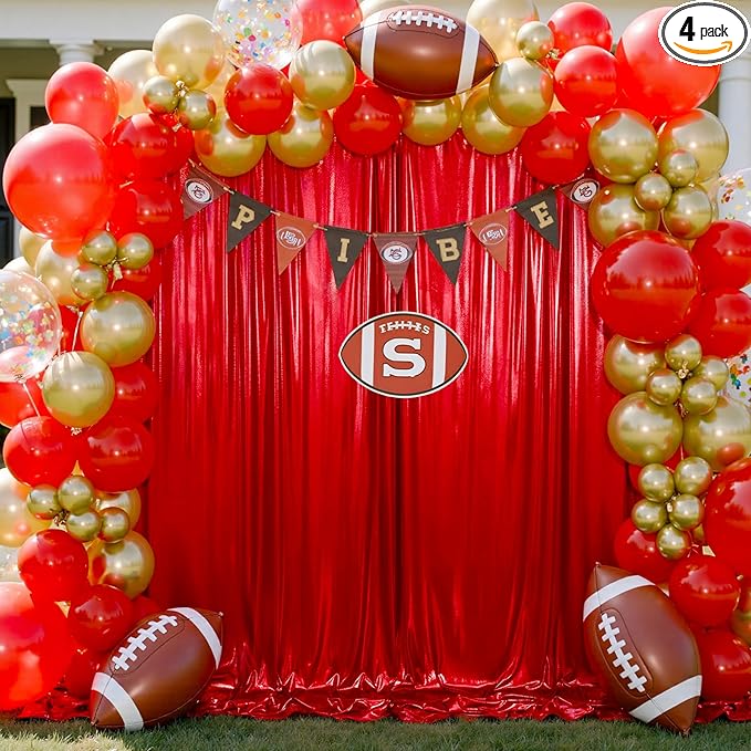 20x10ft Shimmer Red Sequin Backdrop Curtain by LeegleriTableSkirt