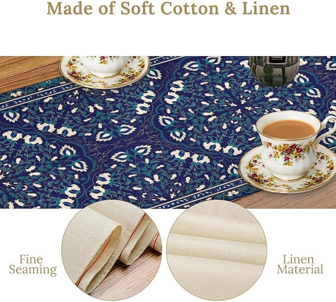 Farmhouse Vintage Flower Table Runner Morris Floral Farmhouse Rustic Coffee - Image 9