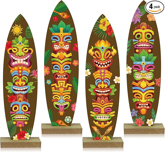 4 Pcs Surfboard Decorations for Party Welcome to Paradise Sign Tropical Bar by Unknown