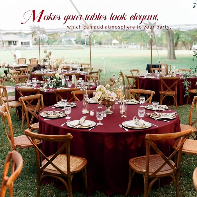10 Pack Burgundy Round Tablecloths - Image 3
