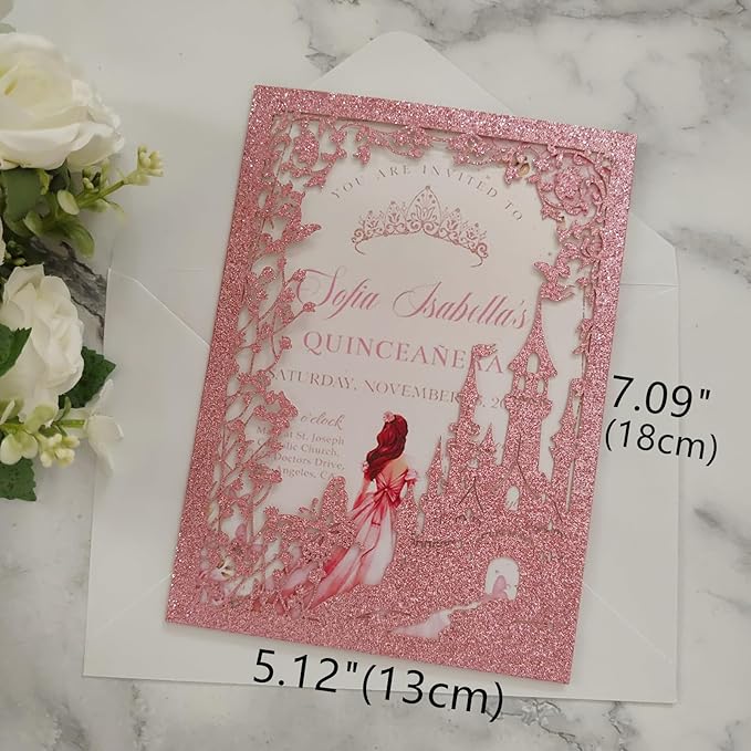 20PCS Castle Pocket Invitations, Quinceanera Invitations - Image 2