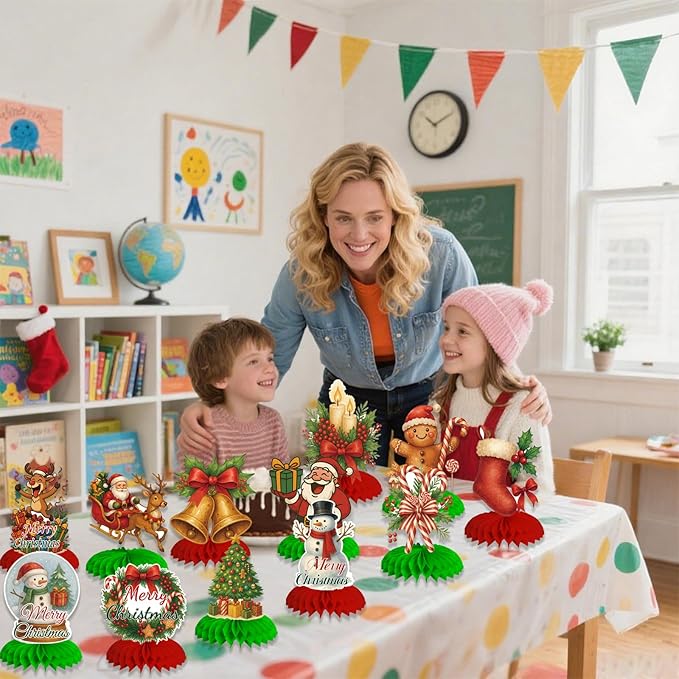 12Pcs Christmas Honeycomb Centerpieces Christmas Table Toppers Decorations - Image 4