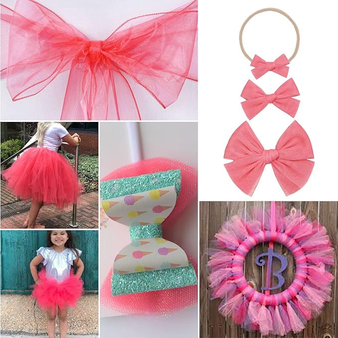 Coral Tulle Fabric Rolls 6 Inch by 200 Yards Fabric Spool Tulle Ribbon - Image 7